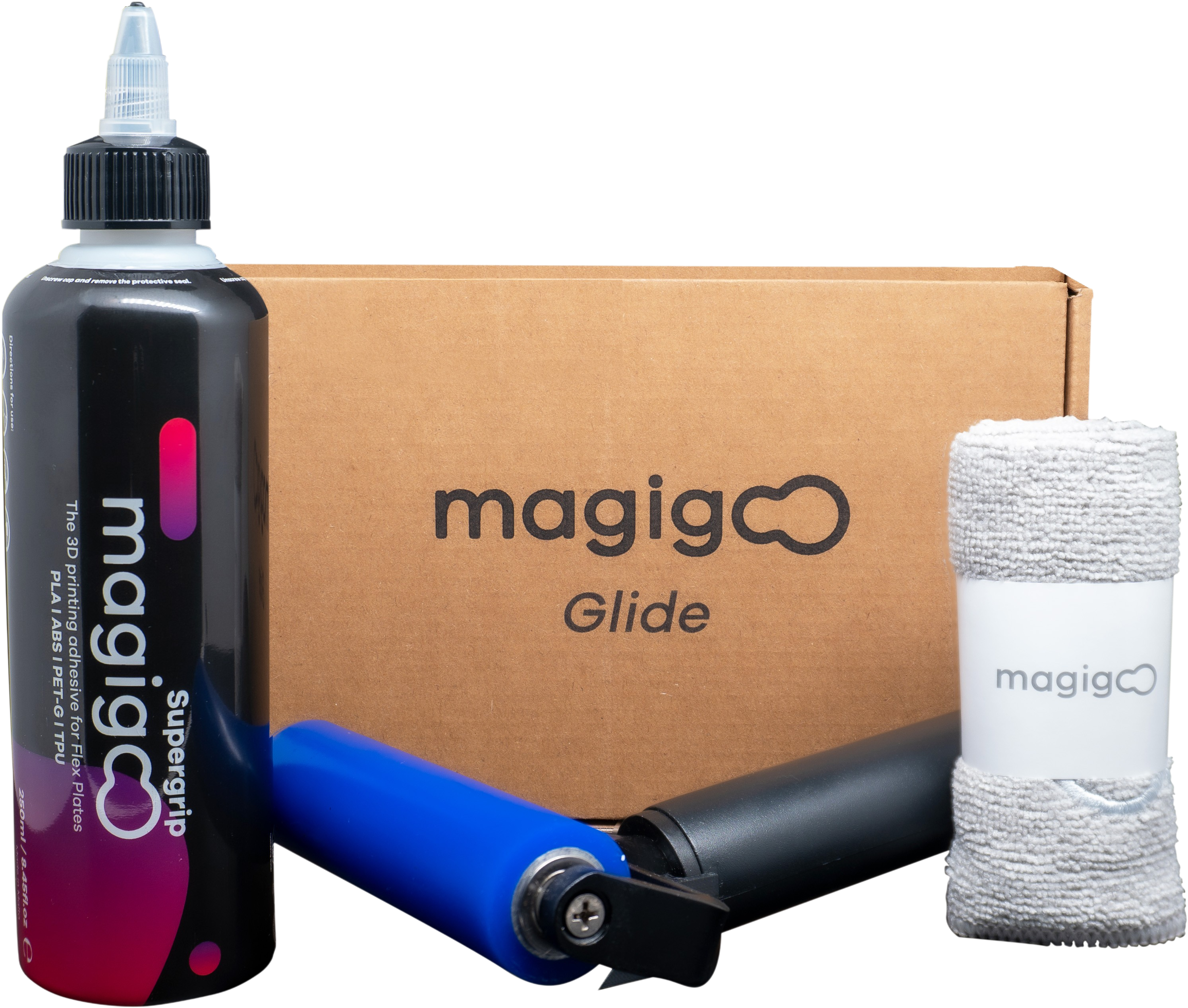 Magigoo  Glide Kit mit Supergrip    Effizientes Applikationssystem für flexible Bauplatten