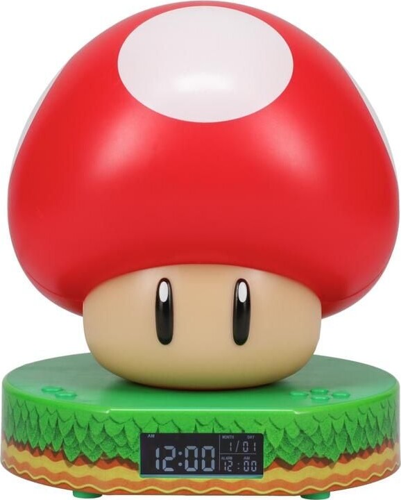 Super Mario Vækkeur Med Lys - Mushroom - 13 CM