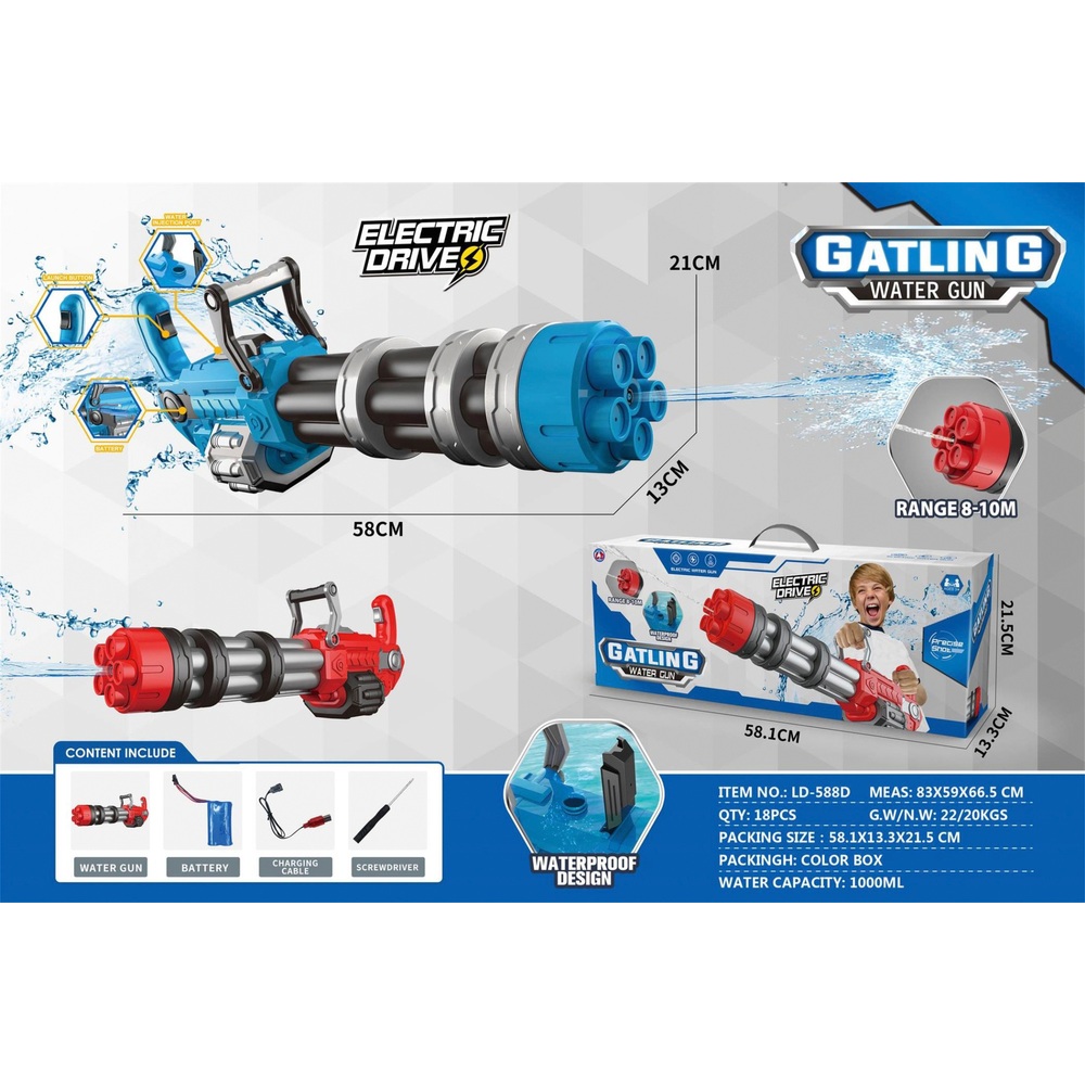 Gatlin Wasserpistole mit elektrischem Antrieb