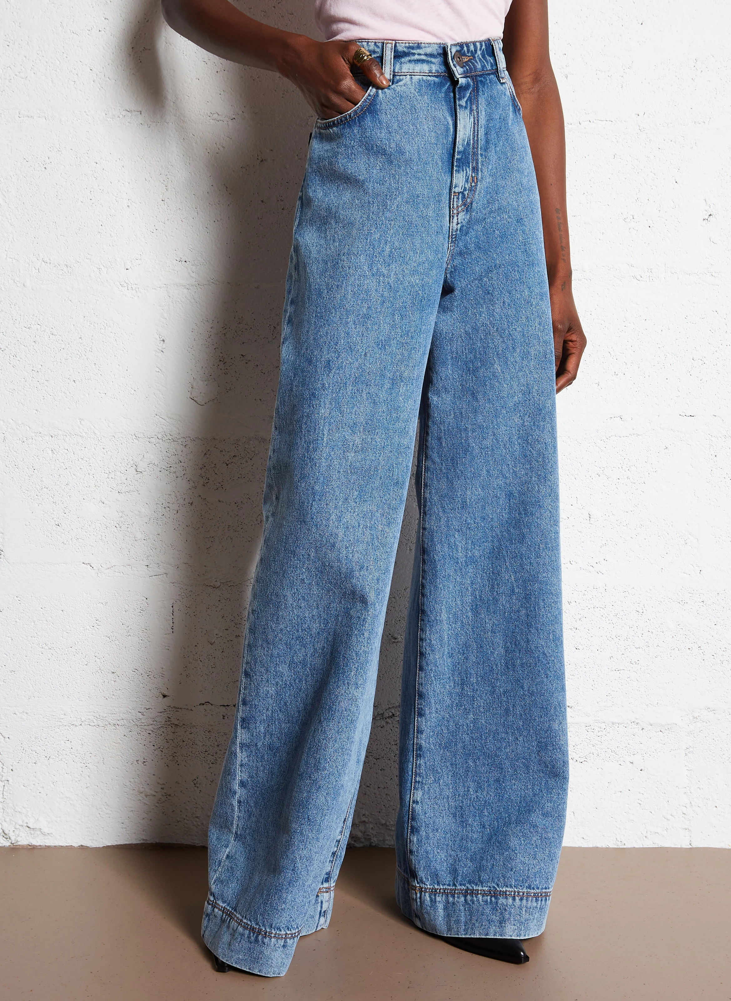 VEGA - Jean patte d'eph en coton | Bleu