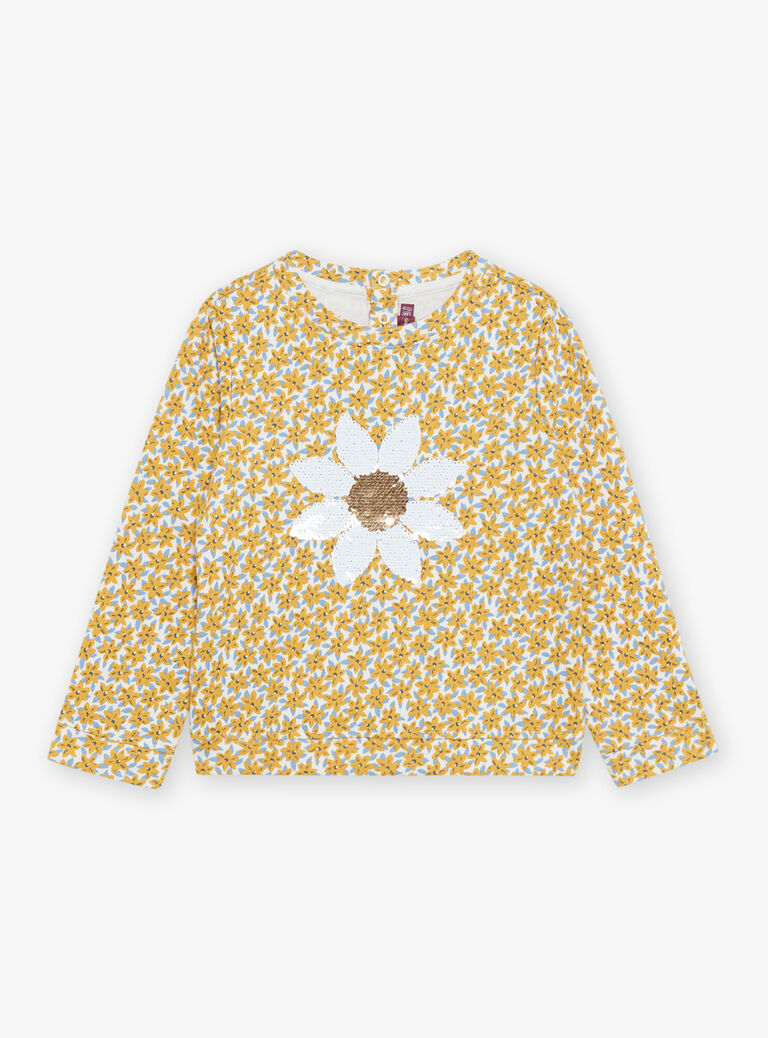 Sweat écru à fleurs et sequins réversibles