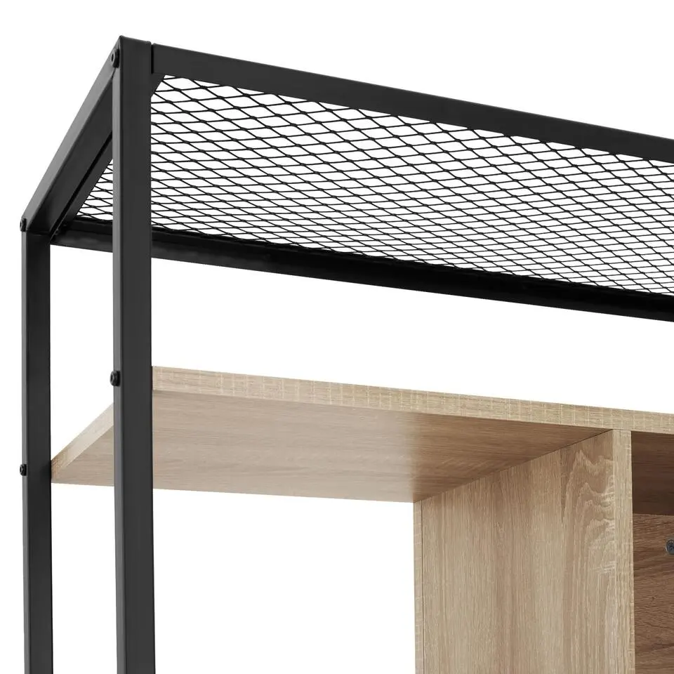 tectake Wandkast Hastings 75x31x170,5cm, Industrieel Licht Hout, Eiken Sonoma