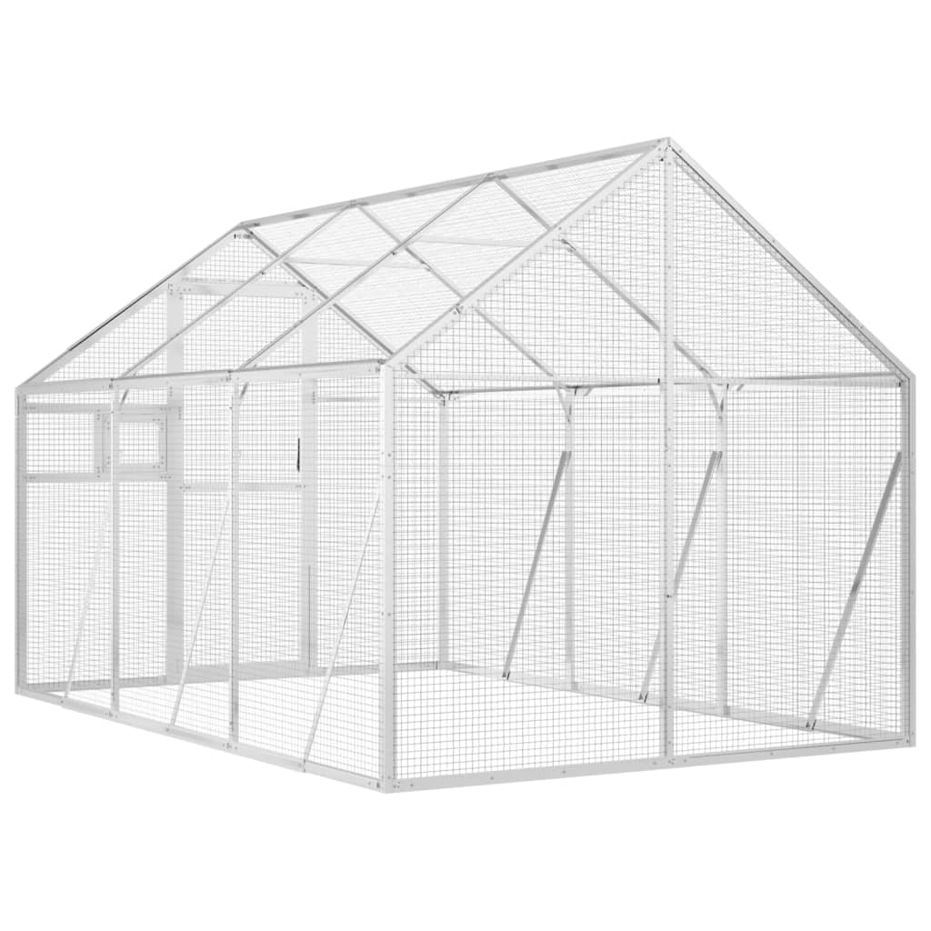 Gaiola para pássaros em alumínio vidaXL, prata, 1,79 x 10 x 1,85 m