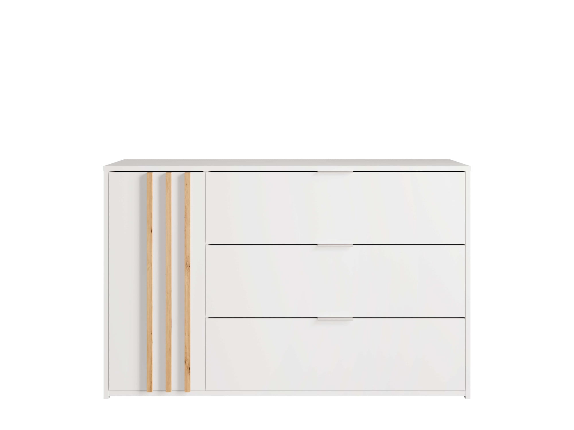 Home affaire Kommode »Kommode Calera mit Drehtür, 3 Schubladen und MDF-Lamellen« Kommode B/H/T 125/79,8/35 cm