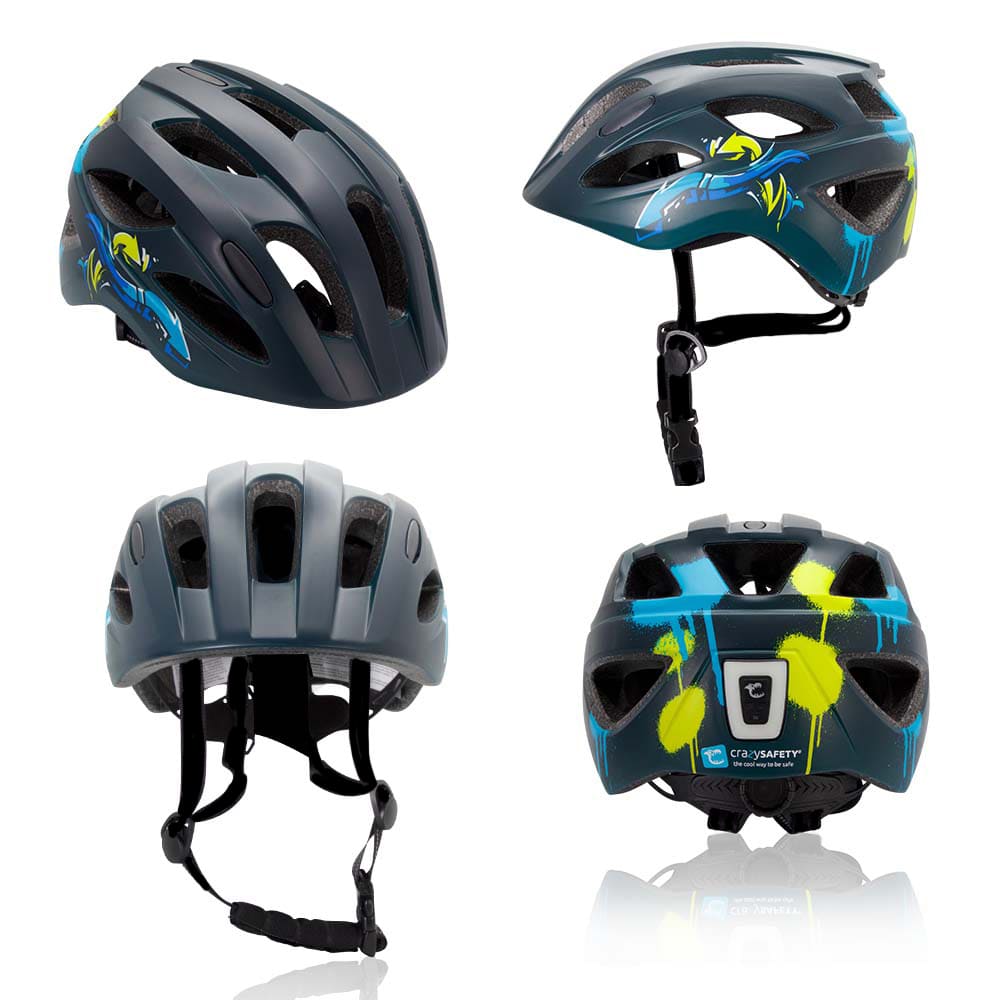 Capacete de ciclismo infantil para crianças de 6 a 12 anos | Flecha azul/preta | Certificado EN1078
