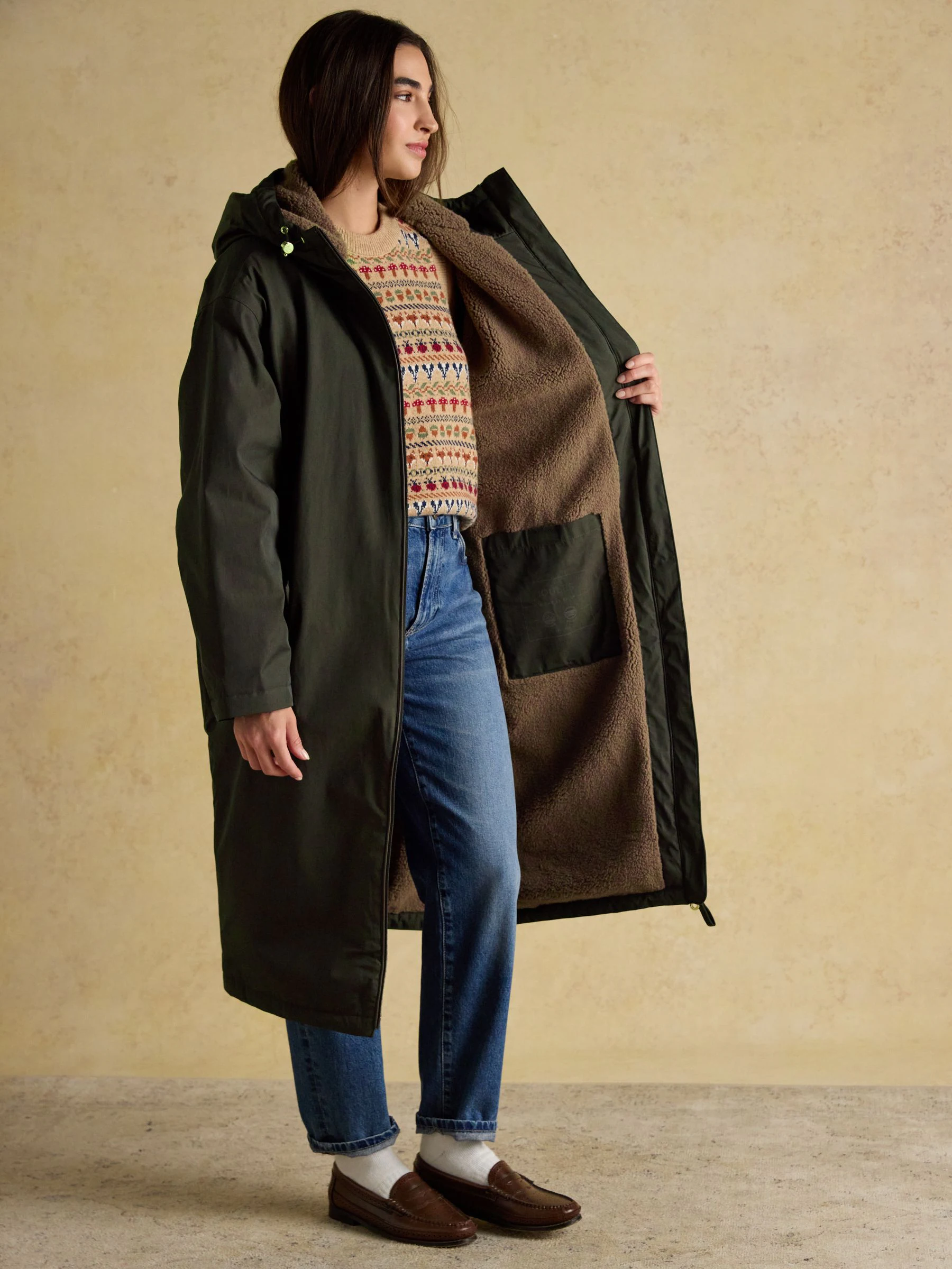 Groen - Joules - Oversized waterdichte overall met fleece voering