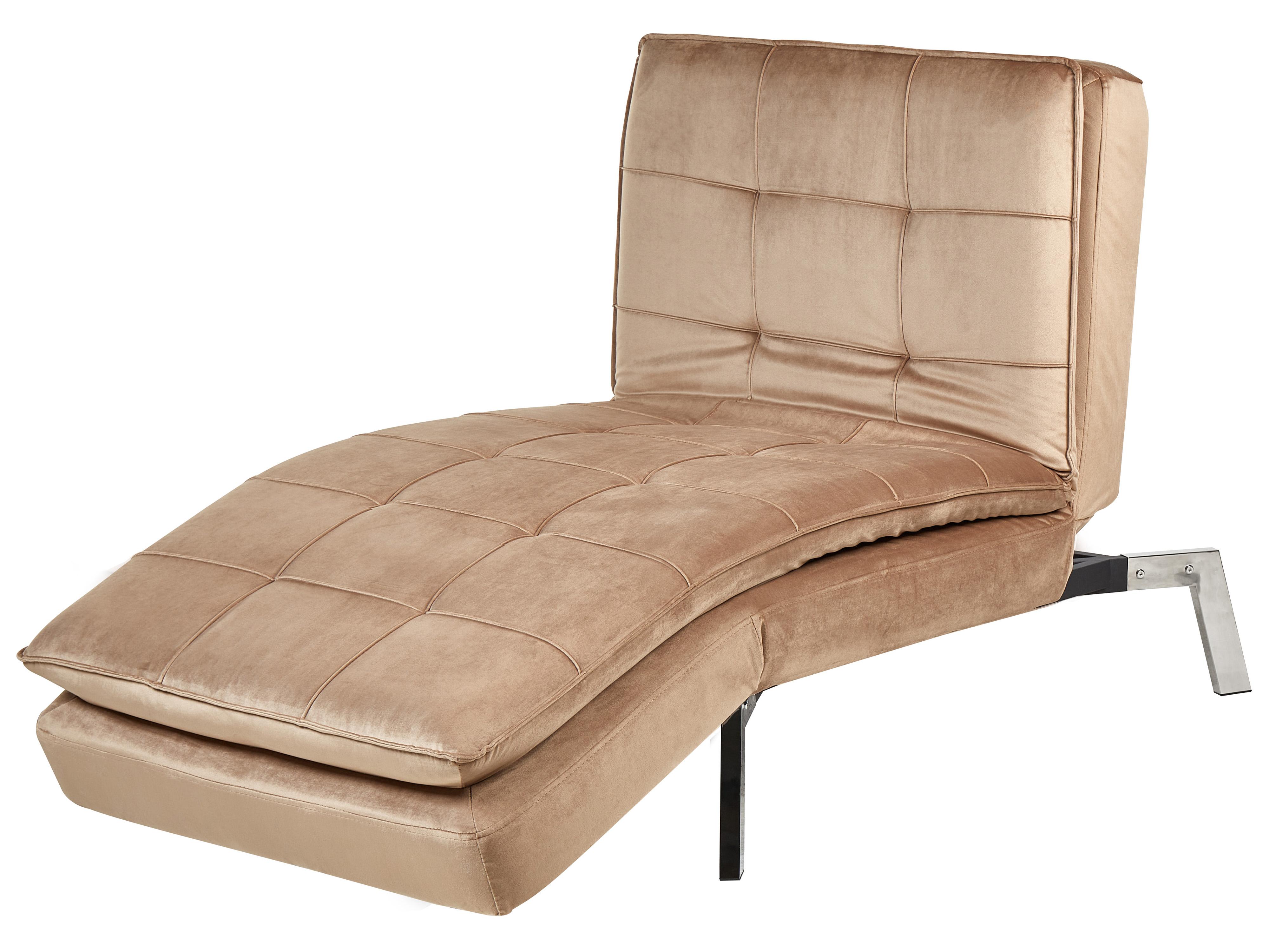 Chaise longue LOIRET Fluweel Lichtbruin