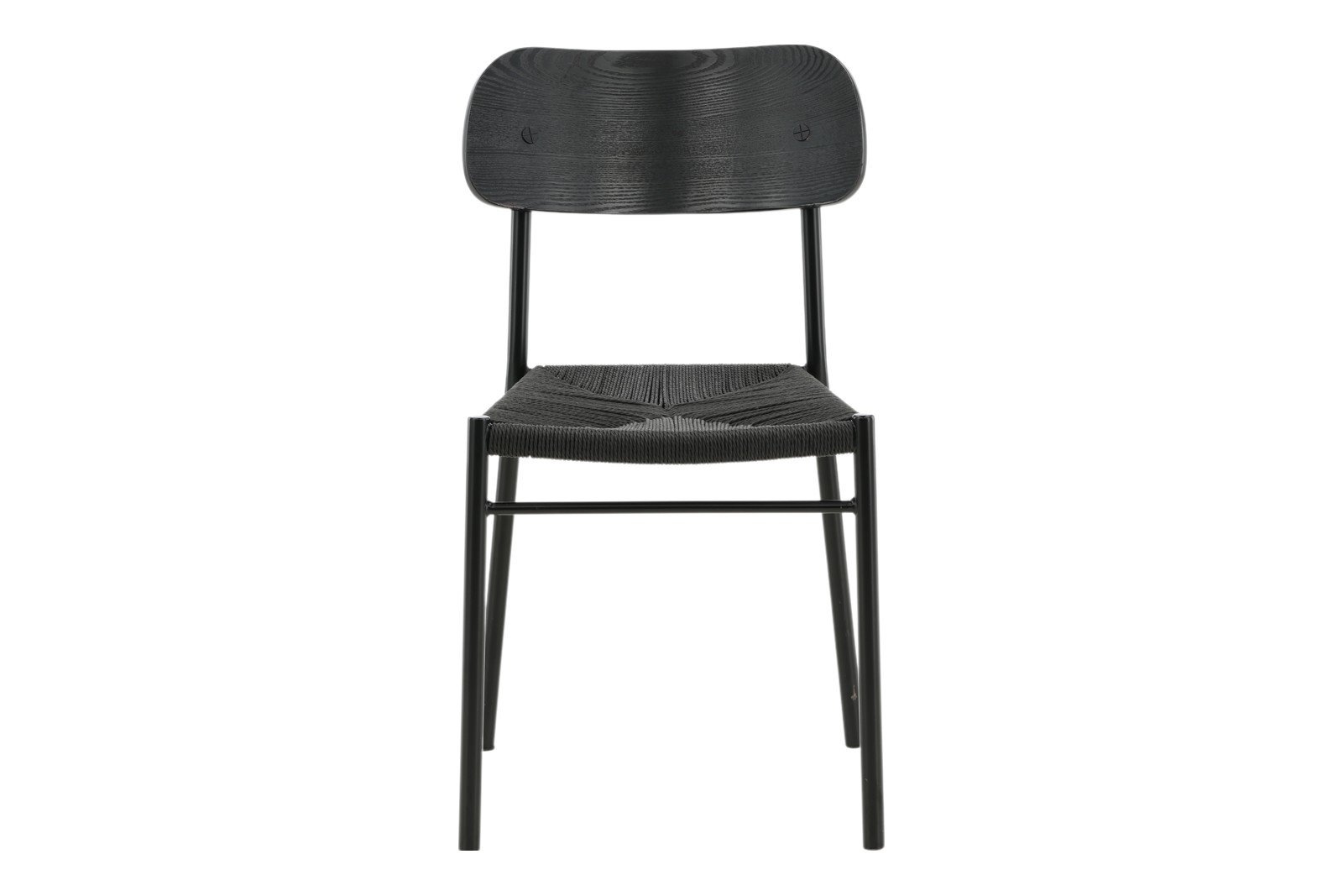 Polly Spisestol. Sett av 2. Sett av 2. Sort finér med sorte metallben.