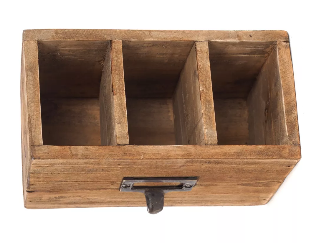 ORGANISATEUR BOÎTE 18 19x12x10 cm bois massif en acajou couleurs naturelles