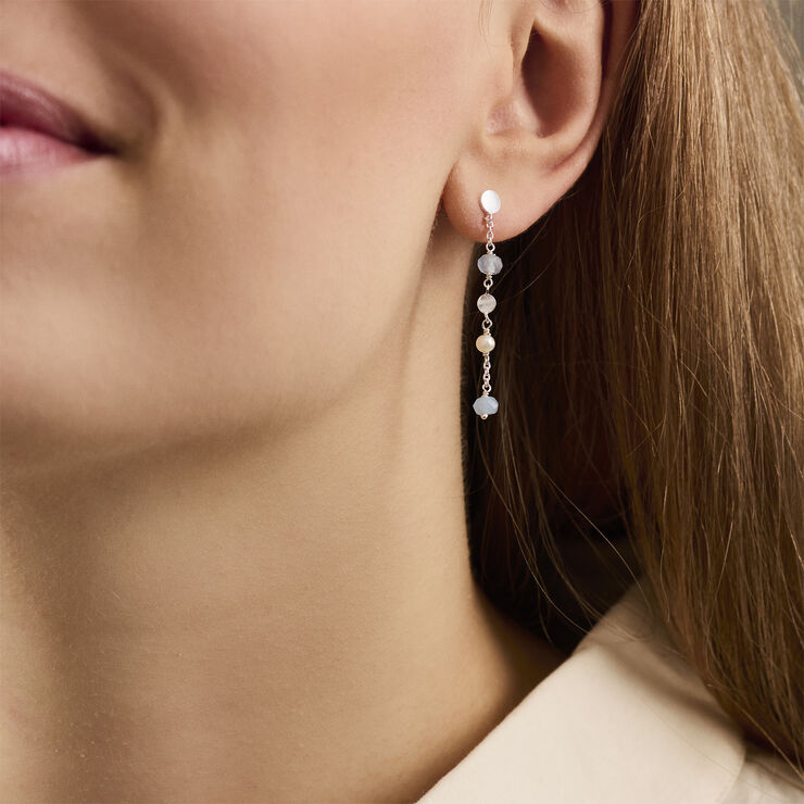 Pernille Corydon Jewellery Afterglow Sea Earchains 40 mm Blå & sølv