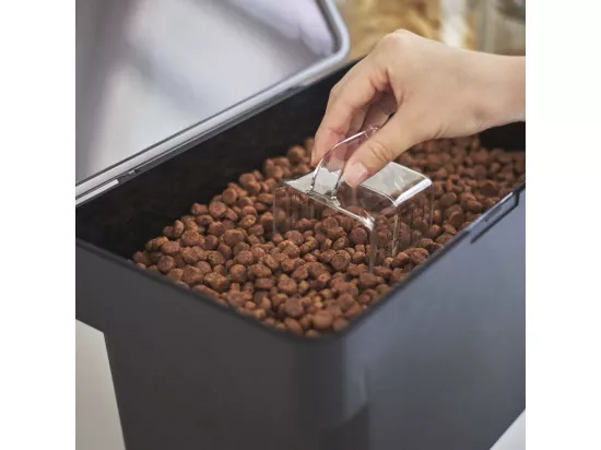 Boite à croquettes en plastique avec verre doseur Pet