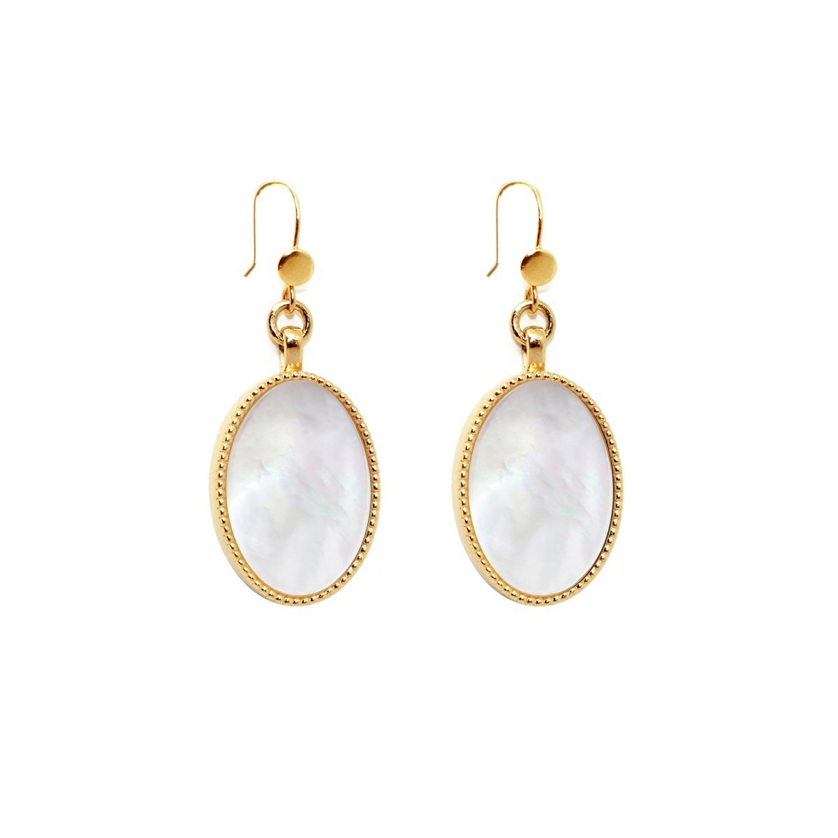 Boucles pierre nacre dorée à l'or fin 24k FRIDA