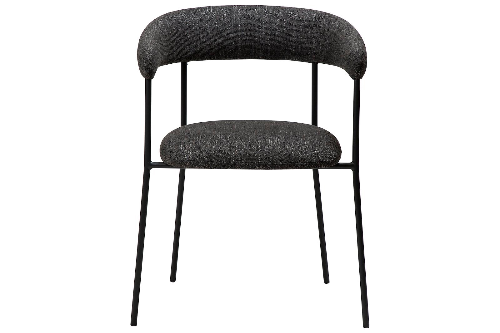 Plenti spisestol Med arm. Tekstil Bouclé Raven Black og sorte ben.