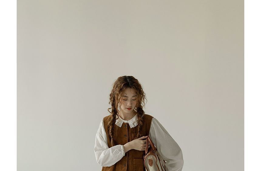 Wapiti - Effen corduroy vest met knoopjes