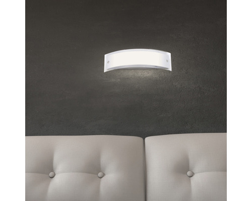 Wandlamp, 2-lichts, H 40 cm, Elysee, roestvrij staal/wit