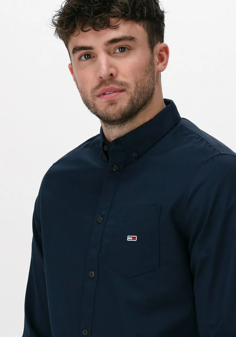 TOMMY JEANS donkerblauwe tommy jeans casual overhemd tjm essential light twill shirt