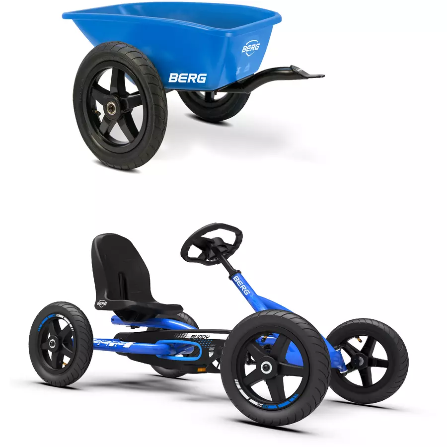 BERG Pedal Go-Kart Buddy Blue Set (inkl. Anhänger Blau und Anhängerkupplung)