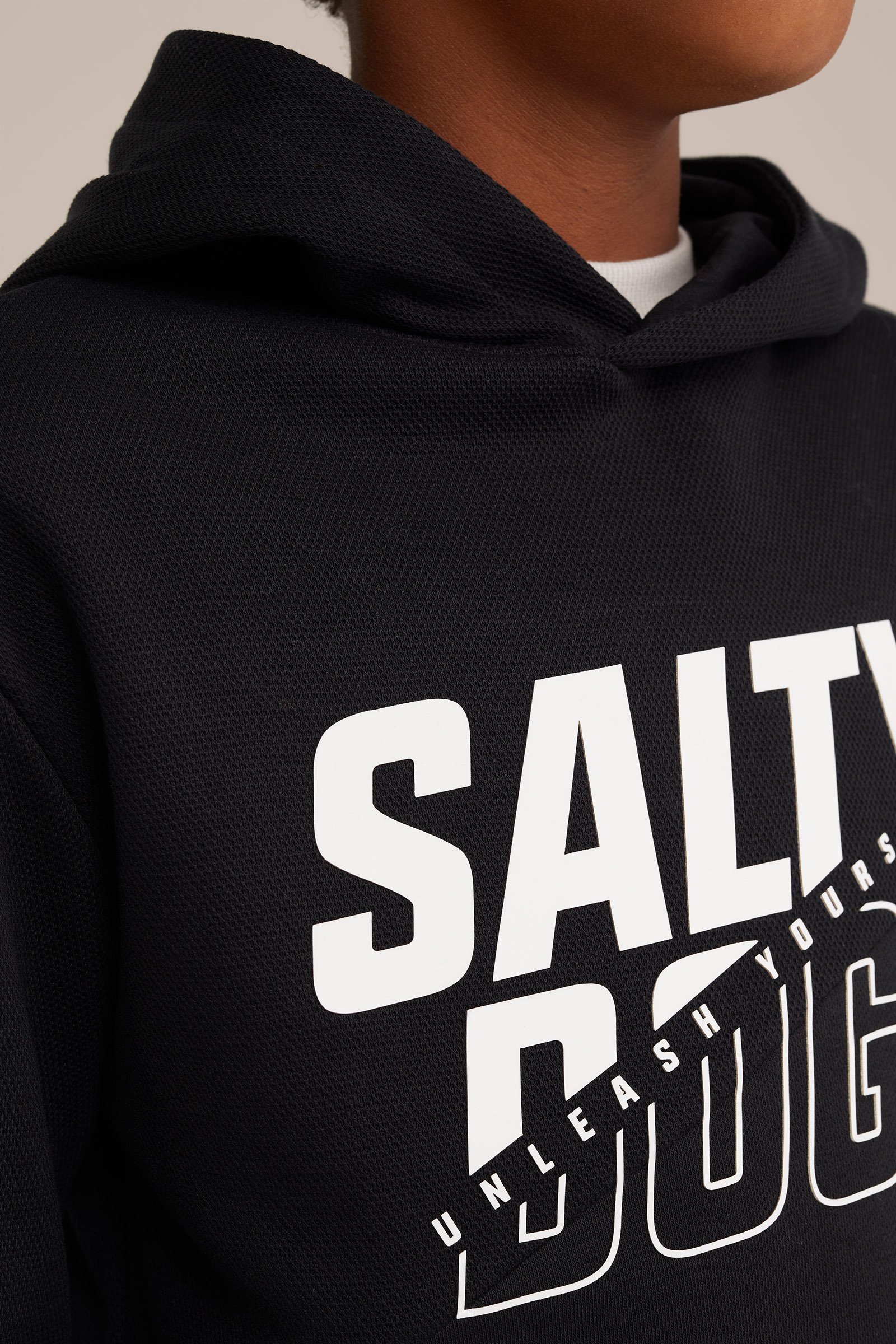 Jongens hoodie met opdruk Salty Dog Zwart