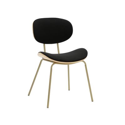 Chaise Visiteur OLYMPE - 4 pieds - bois multiplis imitation chêne clair et tissu noir