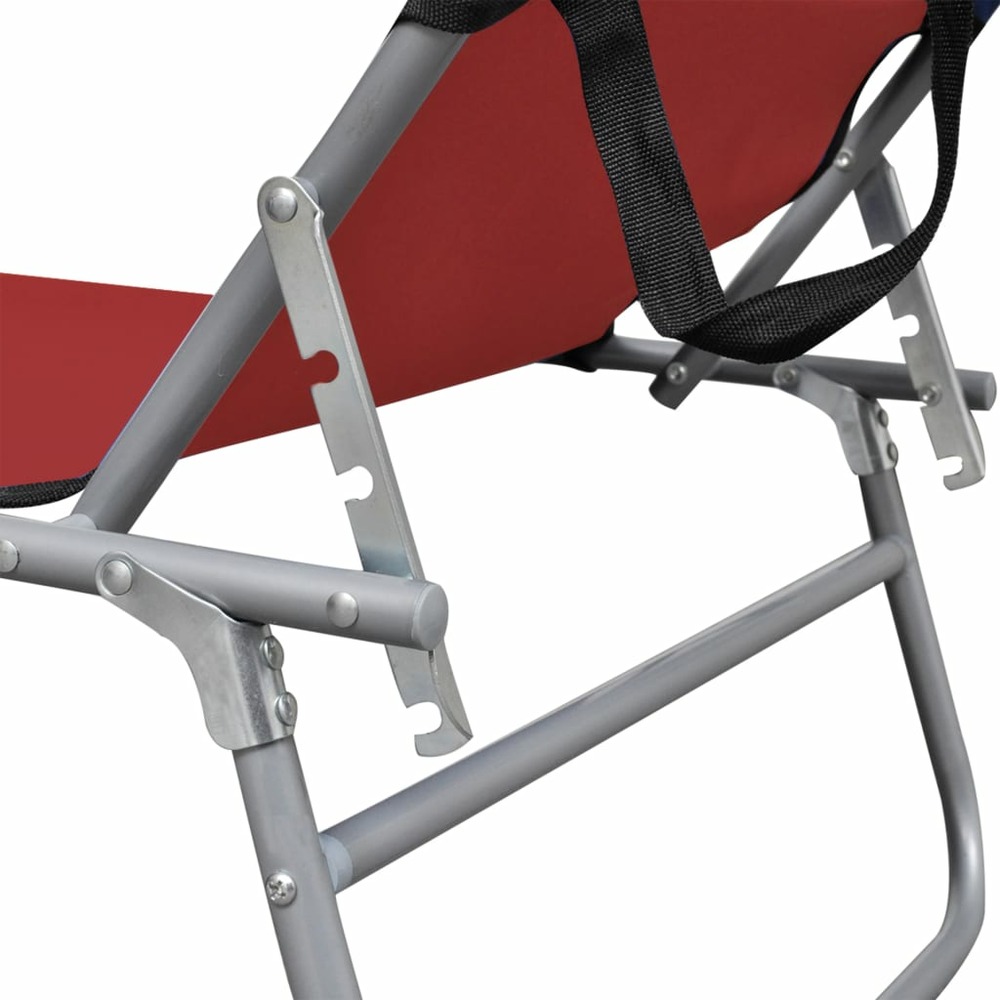 Transat chaise longue bain de soleil lit de jardin terrasse meuble d'extérieur pliable avec auvent rouge aluminium