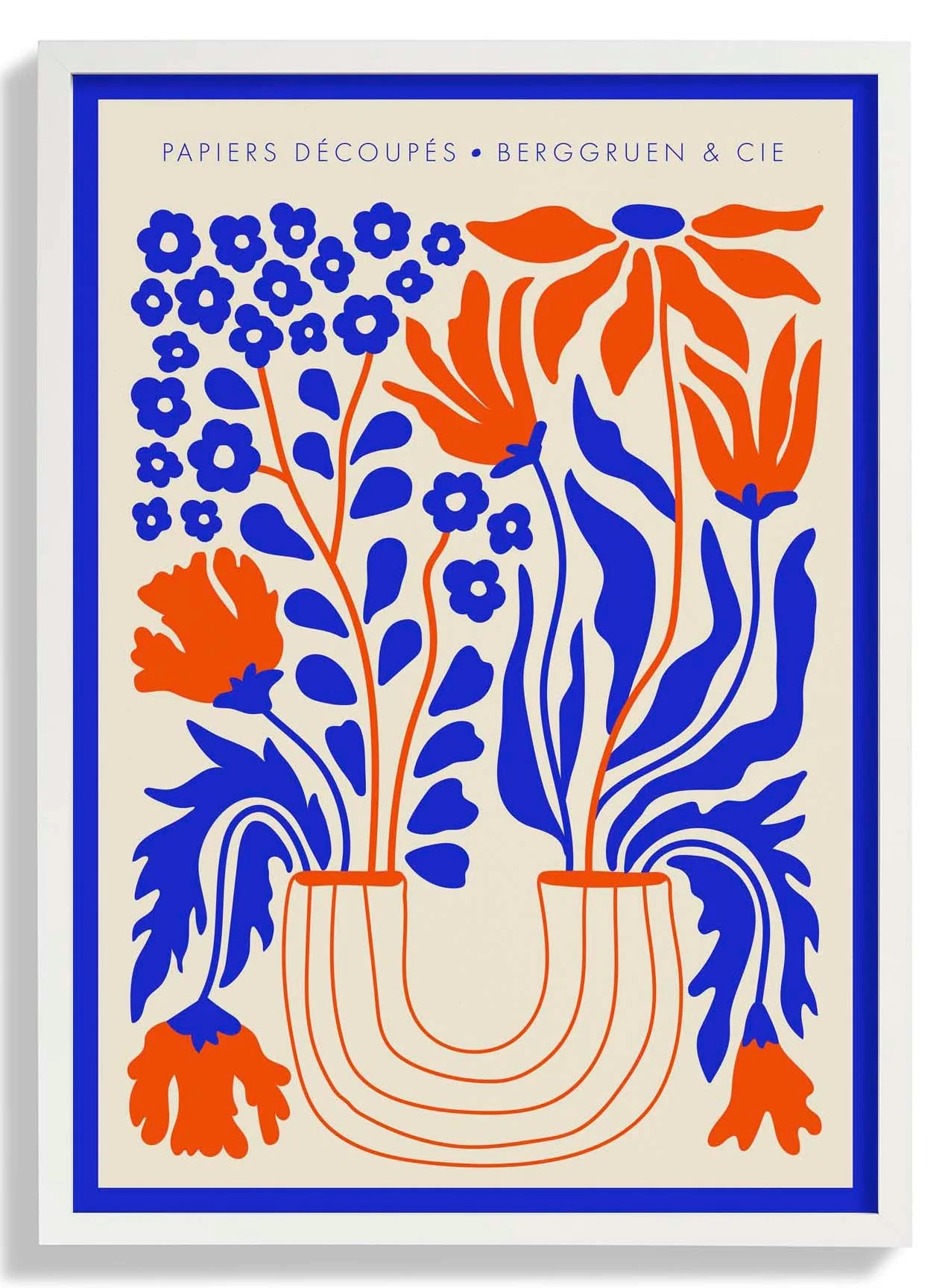 Blumen Vase Blau Orange Papiers Découpés Kunstausstellung