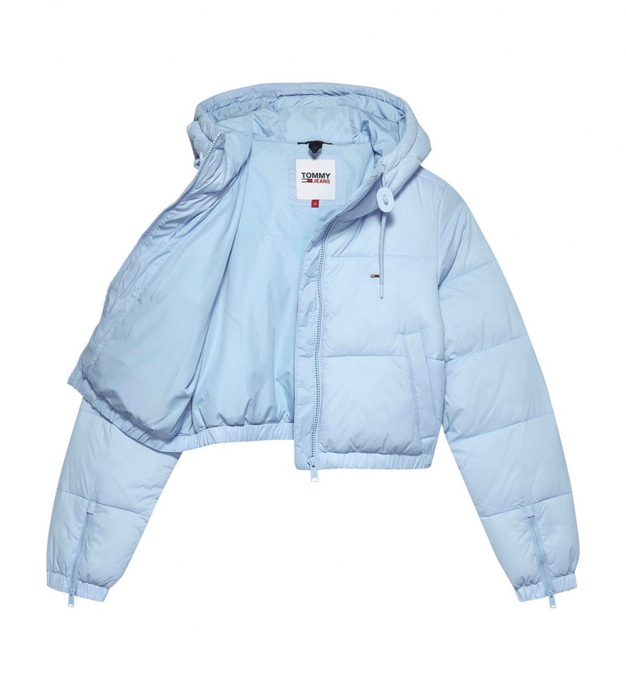 Jaqueta puffer com capuz Tommy Jeans, azul