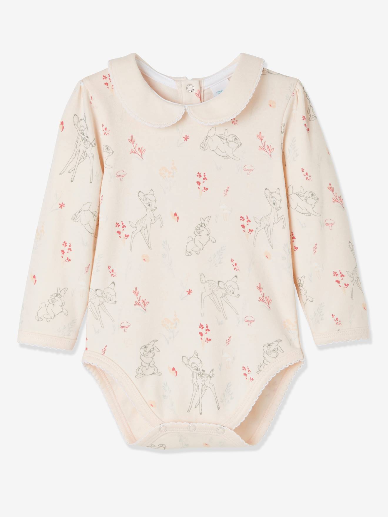 Pacote com 2 bodies DS Bambi® para bebês, manga longa, rosa claro liso.