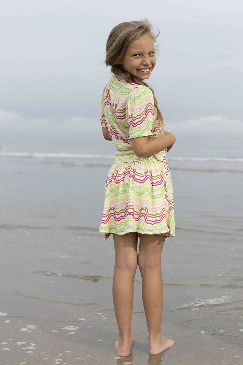 Like Flo rok met all over print en ceintuur multicolor