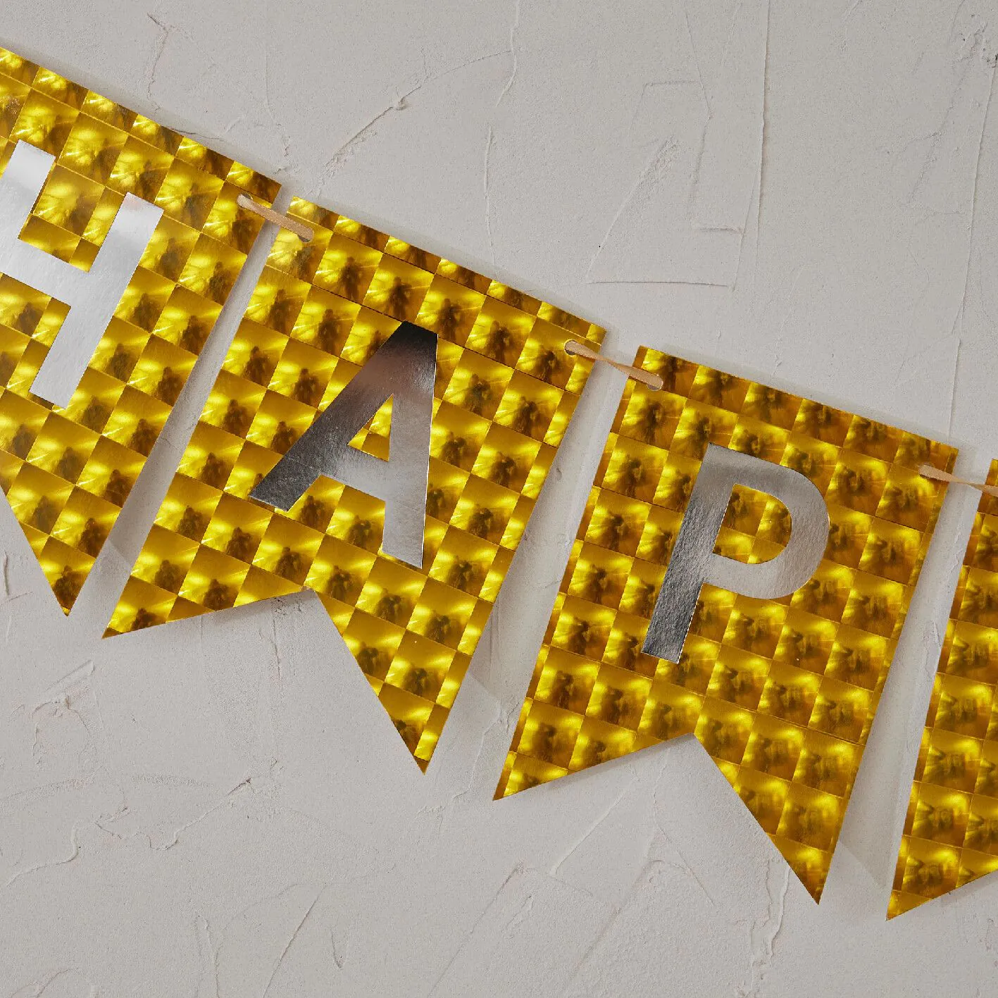 Girlande Happy Birthday, Holo/gold, 4 Meter