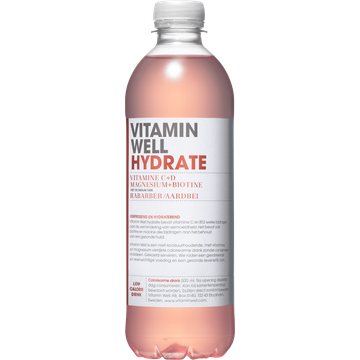 Vitamin Well Hydrate Vitamine C+D Magnesium + Biotine met de Smaak van Rabarber/Aardbei 500 ml