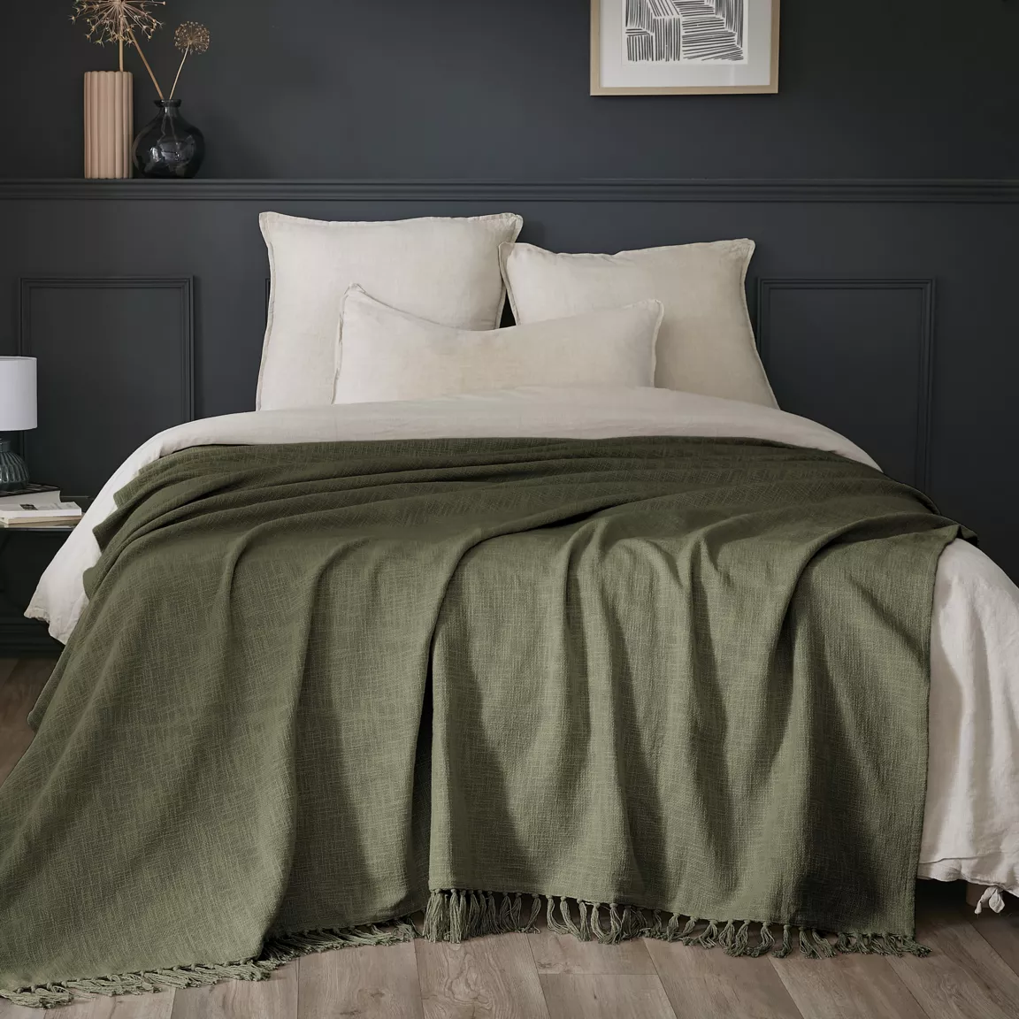 Plaid coton (180 x 220 cm) Sixtine Vert romarin