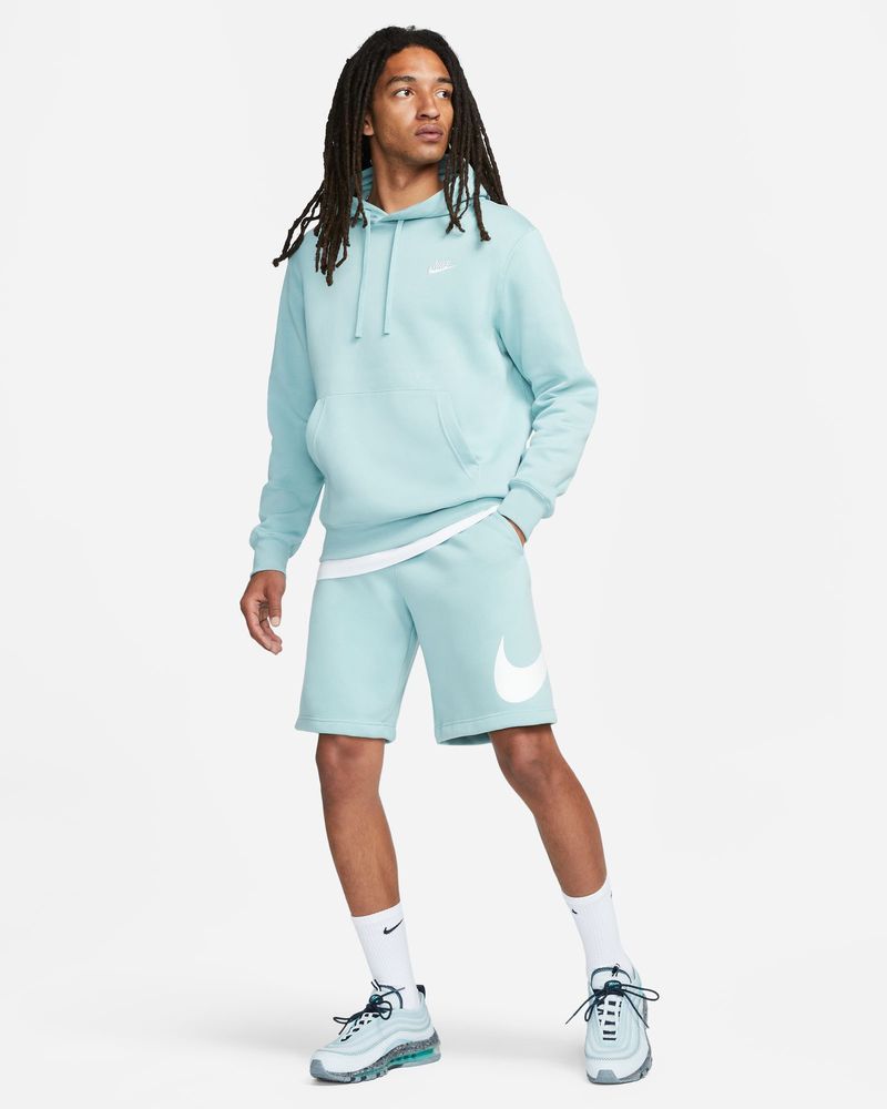 Sweat à capuche Nike Sportswear Club Fleece Vert & Blanc pour homme