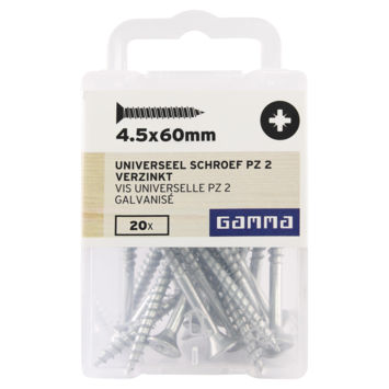GAMMA schroef universeel platkop verzinkt 4.5x60 mm 20 stuks