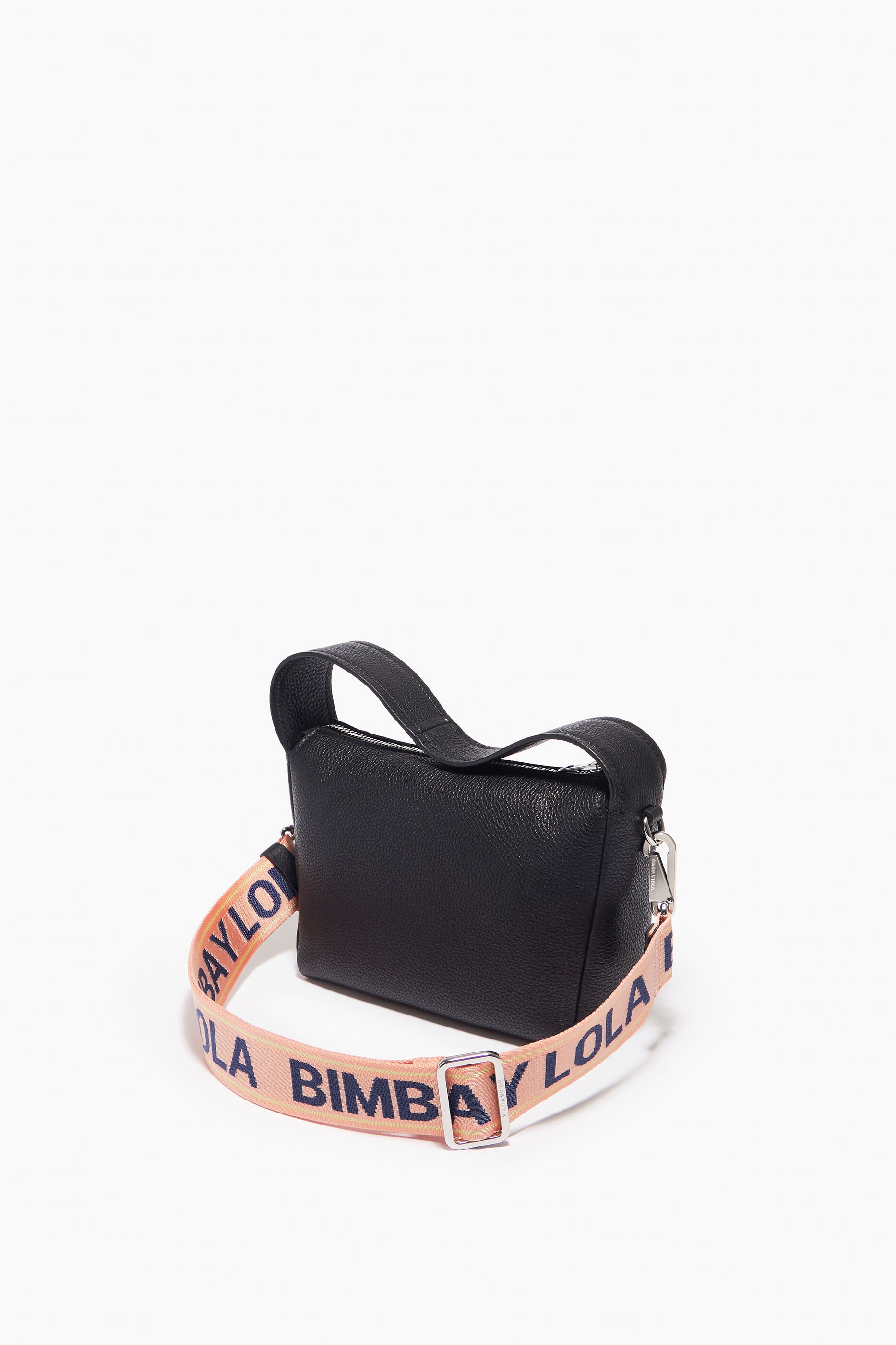 Bolsa hobo pequena de couro preto