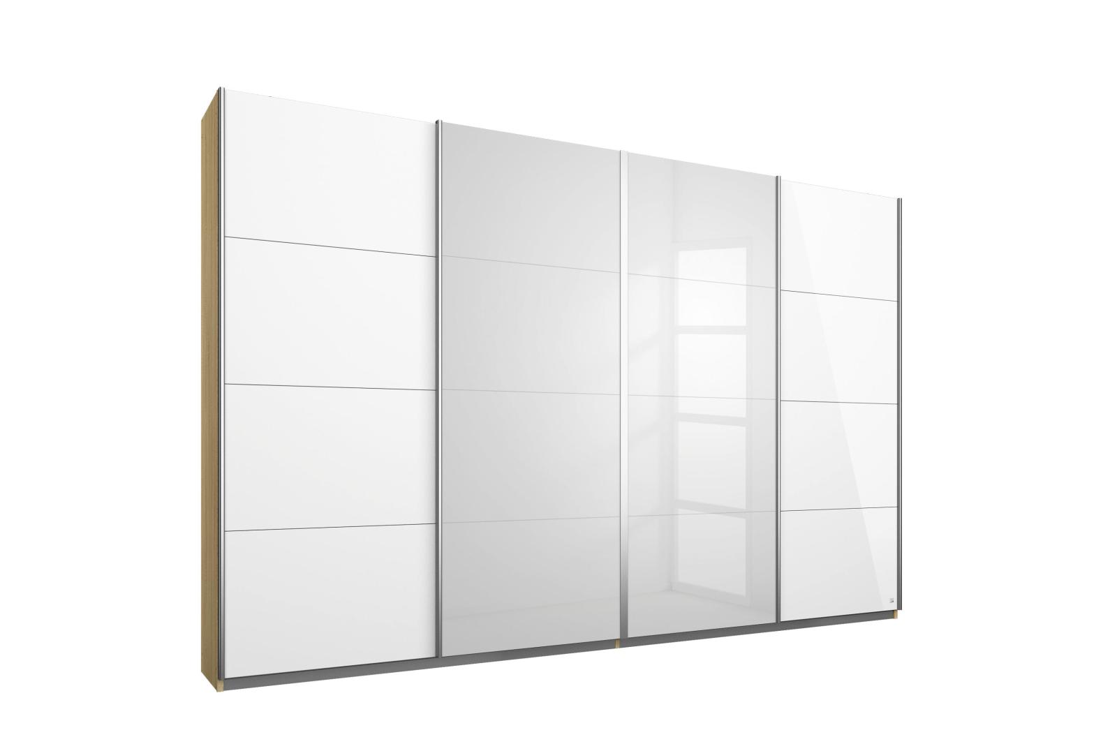 Schwebetürenschrank - Sonoma Eiche-weiß Hochglanz - 271 cm