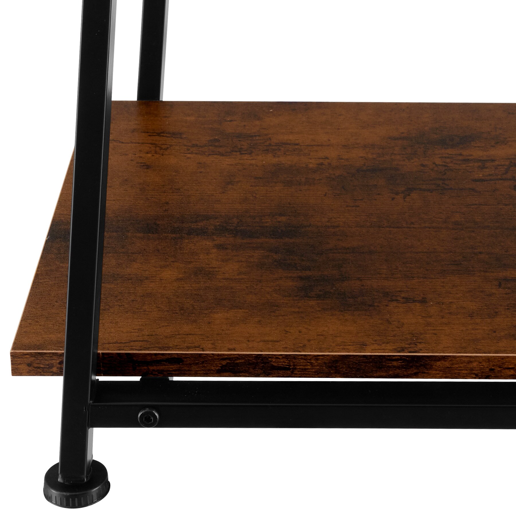 tectake® Schreibtisch, Industrial Style, trapezförmiges Gestell, Seitenregal mit 2 Ablagefächern, 120 x 50 x 73,5 cm