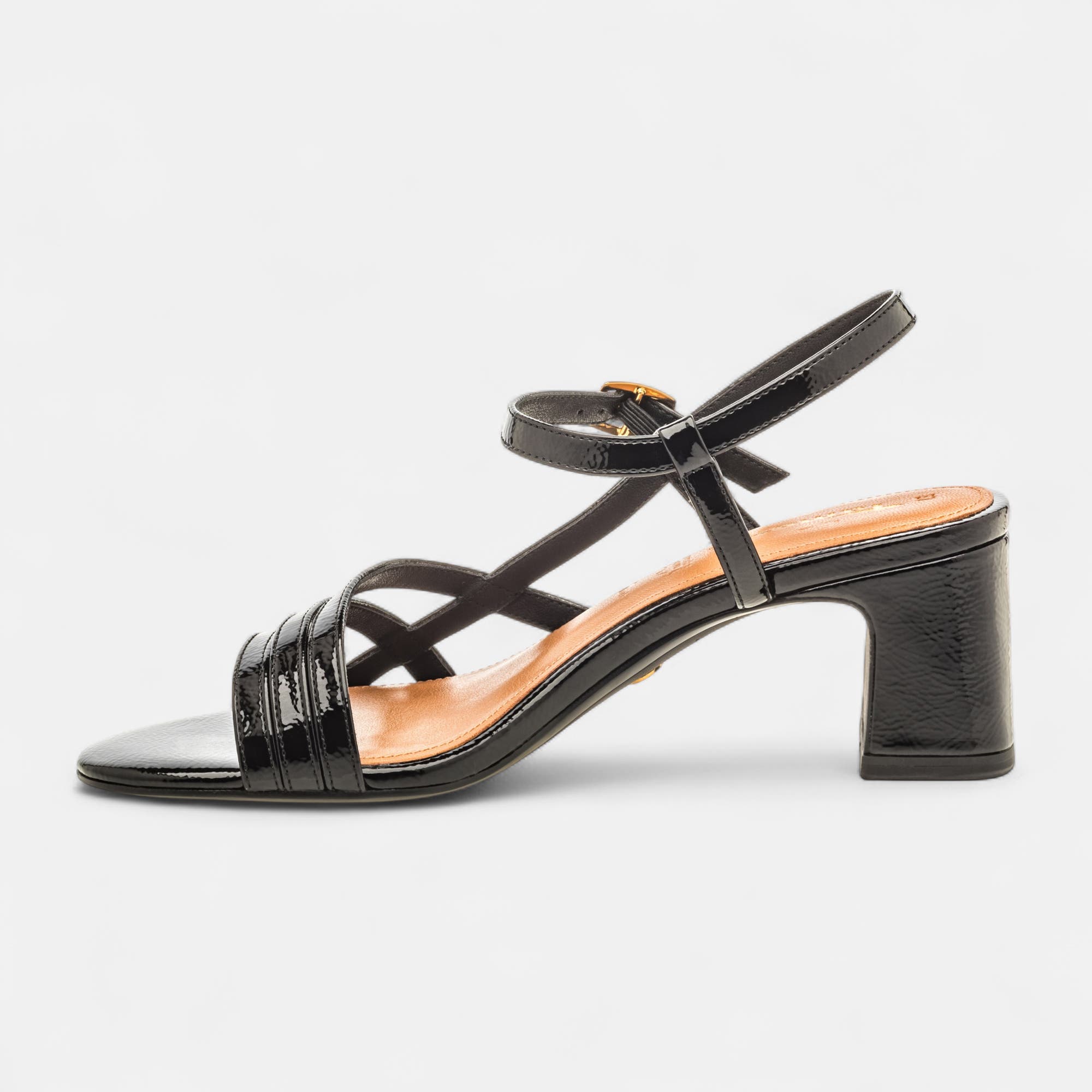 Nu-pieds à talon Femme noir vernis