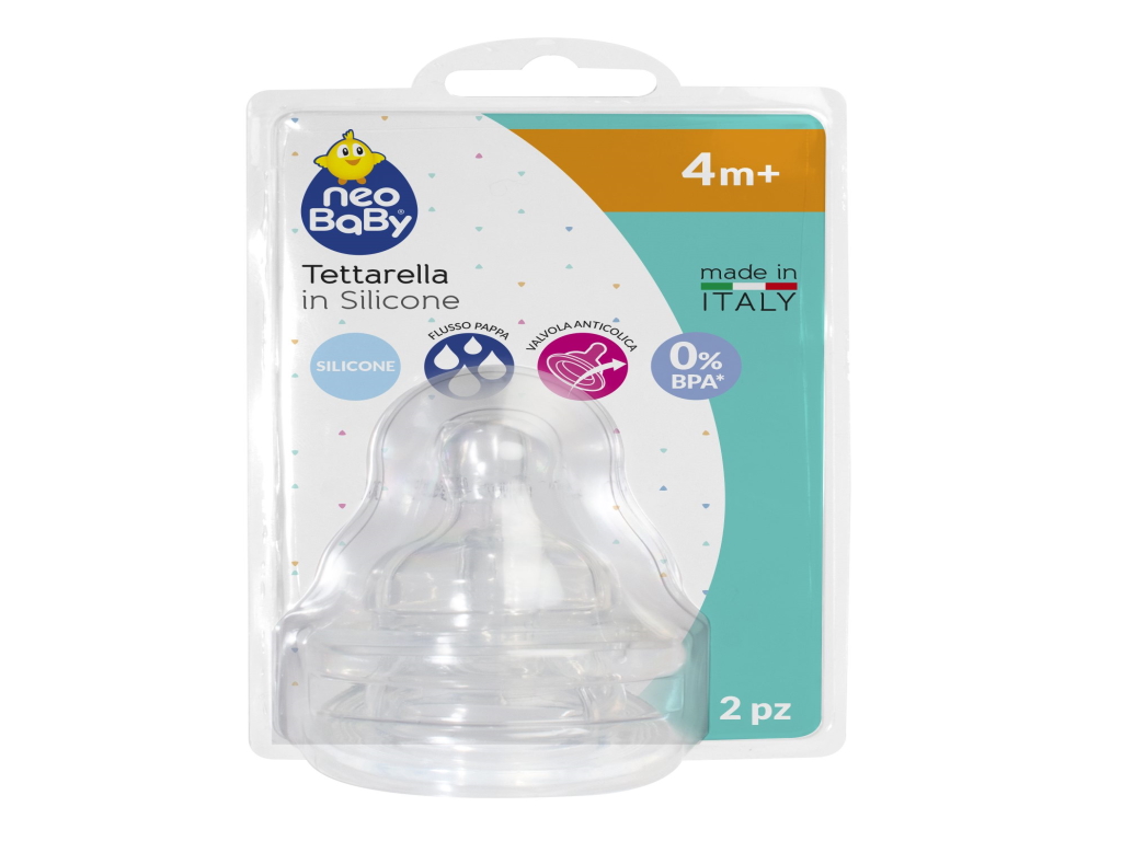 TETINAS FLUXO PAPA NEO BABY EM SILICONE PACK 2 UNIDADES