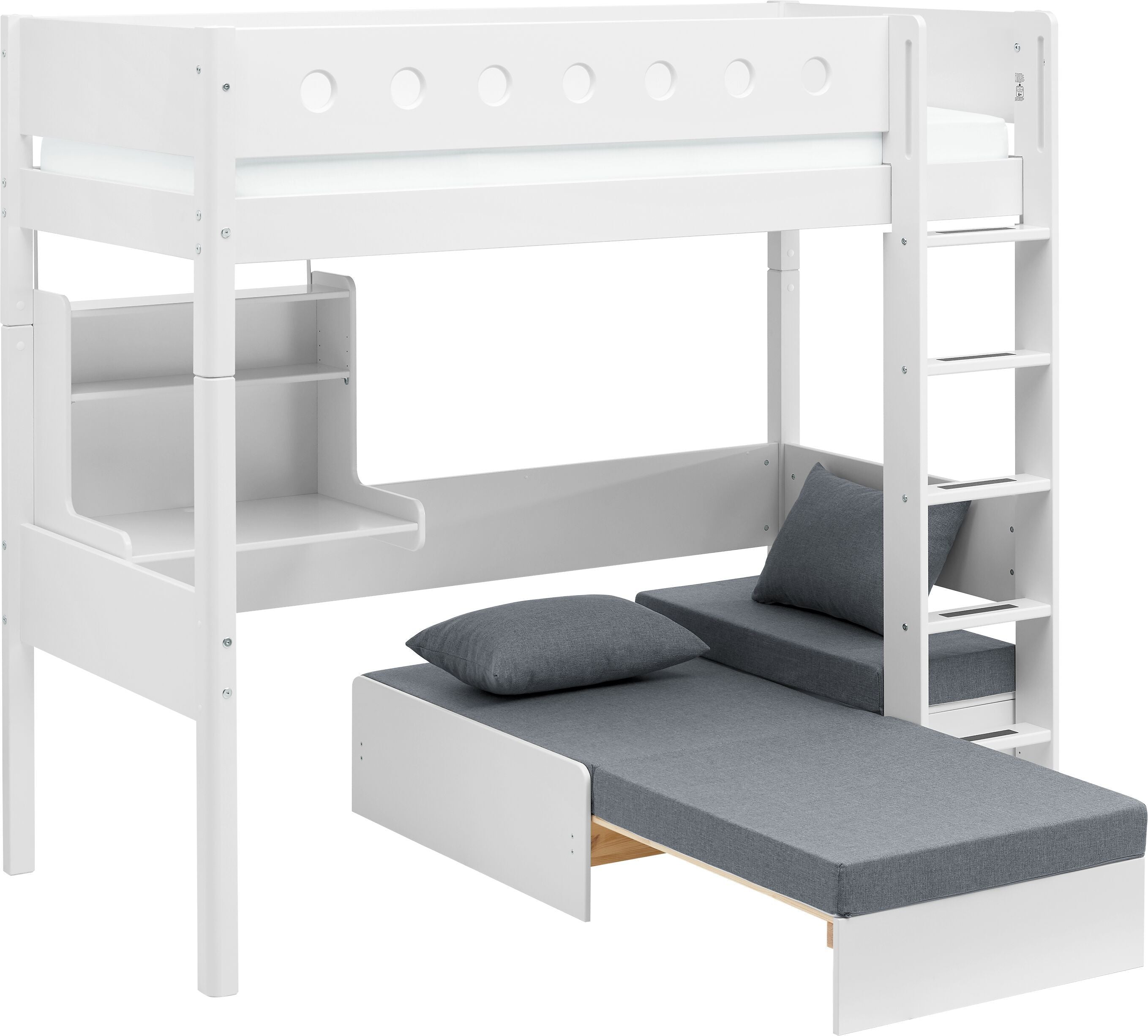 Flexa WHITE Hochbett - Weiss / B: 109.0 cm x T: 210.0 cm x H: 185.0 cm