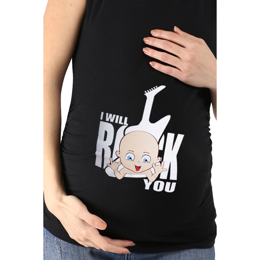 M.M.C. Umstandsshirt I Will Rock You mit Motiv Schwarz
