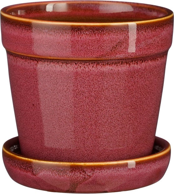 Mica Decorations bloempot met schotel Clint roze D 10,5 H 9 cm