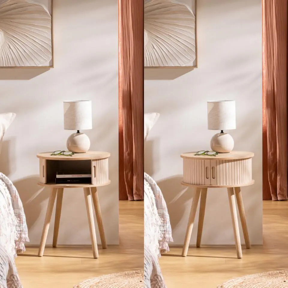 MISOU Nachtkastjes Juliet met Kastje - Set van 2 - Beige