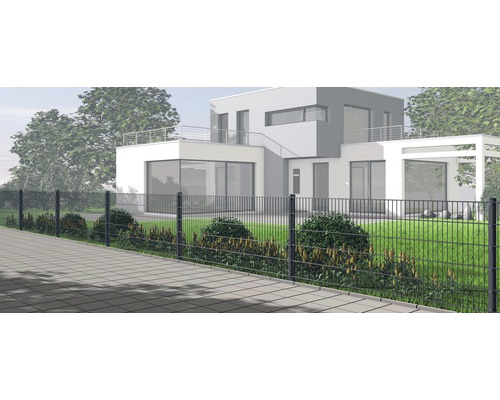 Verlengset voor dubbelstaafmat hekwerkset 6/5/6 inclusief 1 hoekpaal en vlakke beugel 63 cm x 2,5 m, antraciet