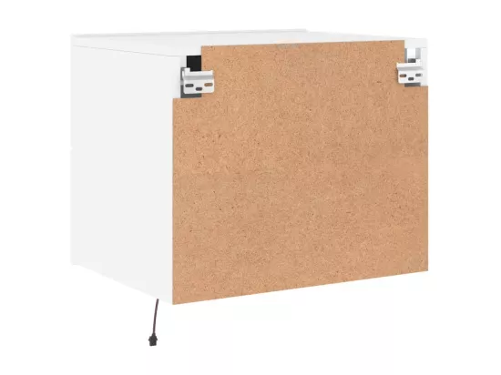 Tables de chevet murales avec lumières LED 2 pièces blanc