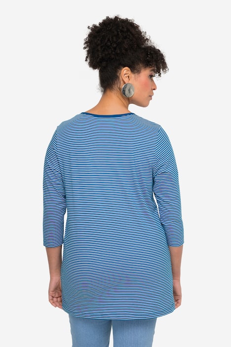 Ringelshirt, Statement, V-Ausschnitt, 3/4-Ärmel