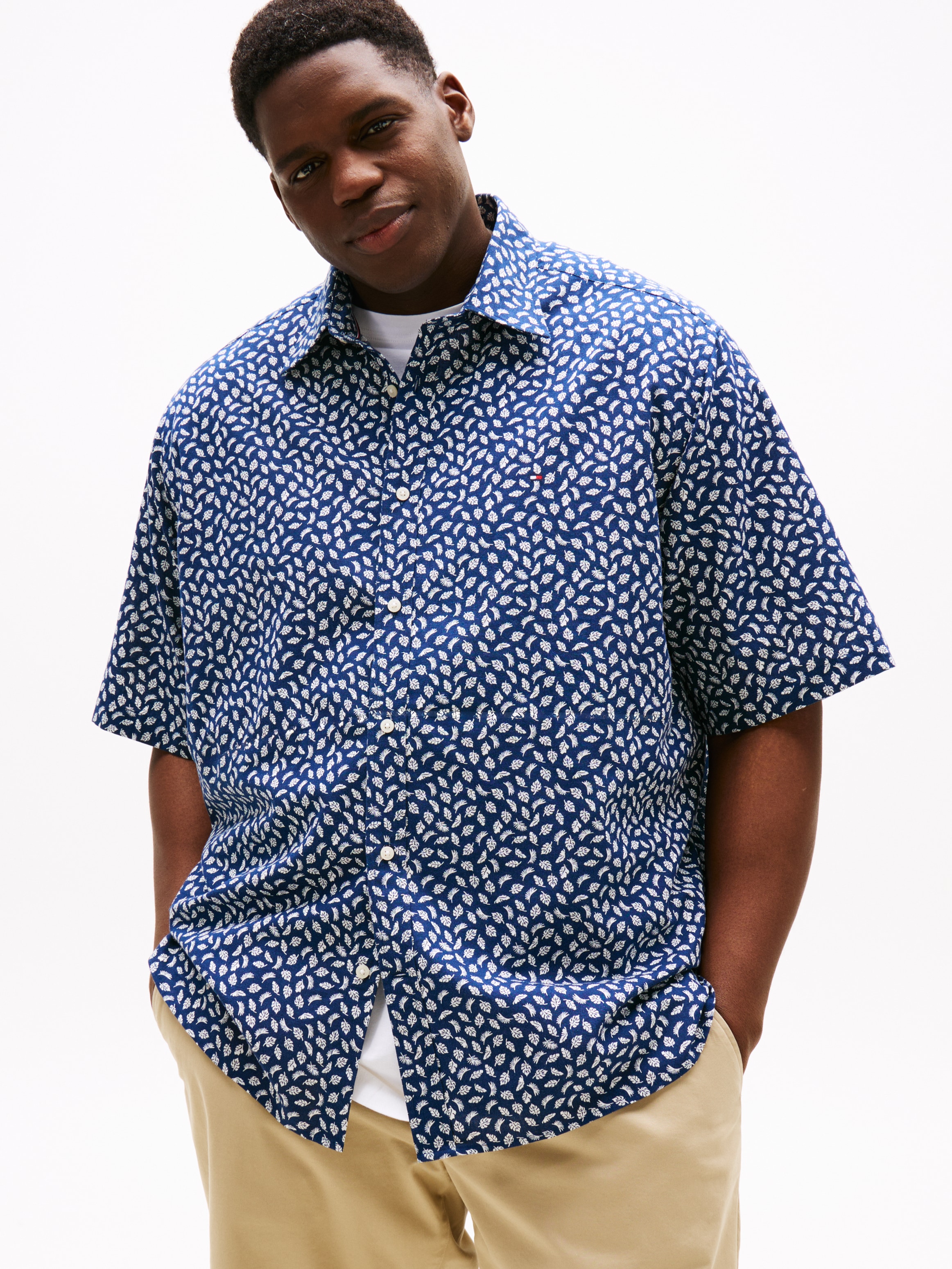 Tommy Hilfiger Big & Tall Kurzarmhemd »BT-LINEN BLEND AOP SS RF SHIRT-B«, Grosse Grössen