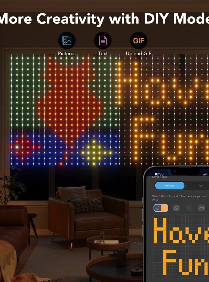 Govee WIFI & Bluetooth Curtain Light 1.5x1.5m 400 LEDs
