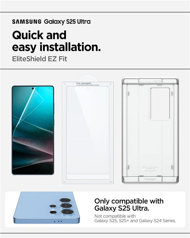 Samsung Galaxy S25 Ultra EliteShield EZ Fit HD TPU Folie Case Friendly   Montagerahmen (AFL09083)
