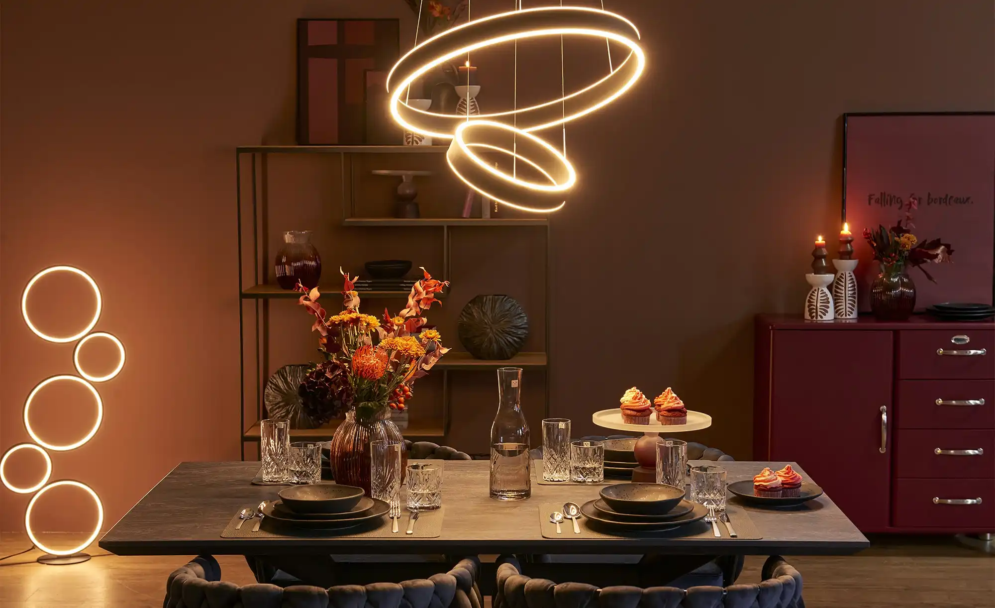 HELL-höllisch gutes Licht LED-Pendelleuchte, schwarz `Ringe´