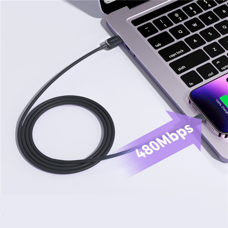 (1.2m) 2.4A USB A auf Lightning Ladekabel Silikon Datenkabel - Schwarz